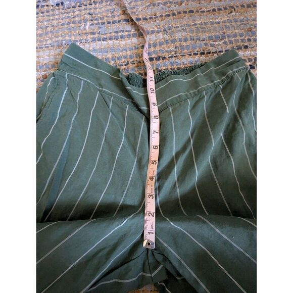 Coldwater Creek Wide Leg 12 Linen Blend Pants Pistachio Green Pinstriped - Picture 6 of 9
